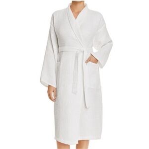Frette 1860 Waffle 100% Cotton Unisex White Short Sleeve Bathrobe Size XL